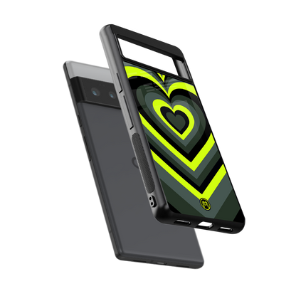 y2k emerald green hearts back phone cover | glass case for google pixel 6 pro