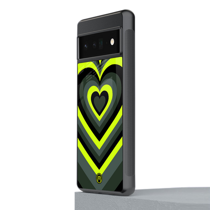 y2k emerald green hearts back phone cover | glass case for google pixel 6 pro