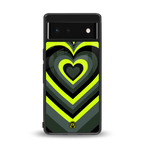 y2k emerald green hearts back phone cover | glass case for google pixel 6
