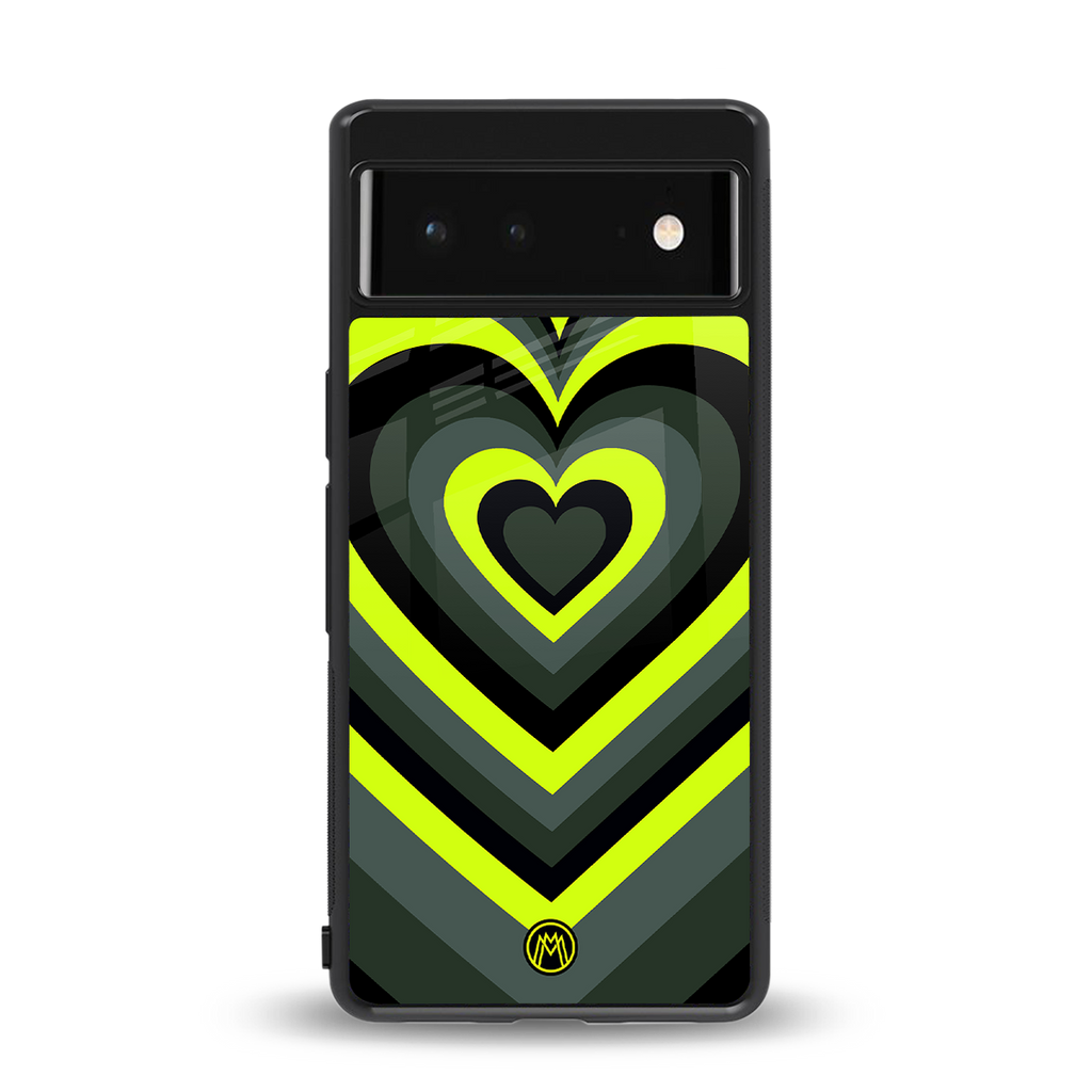 y2k emerald green hearts back phone cover | glass case for Google Pixel 6A