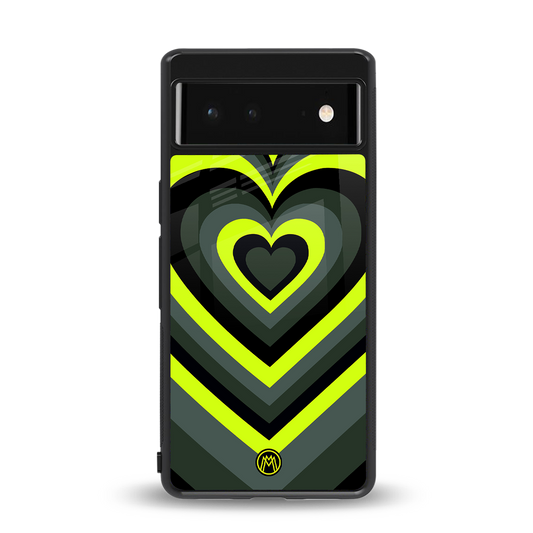 y2k emerald green hearts back phone cover | glass case for Google Pixel 6A