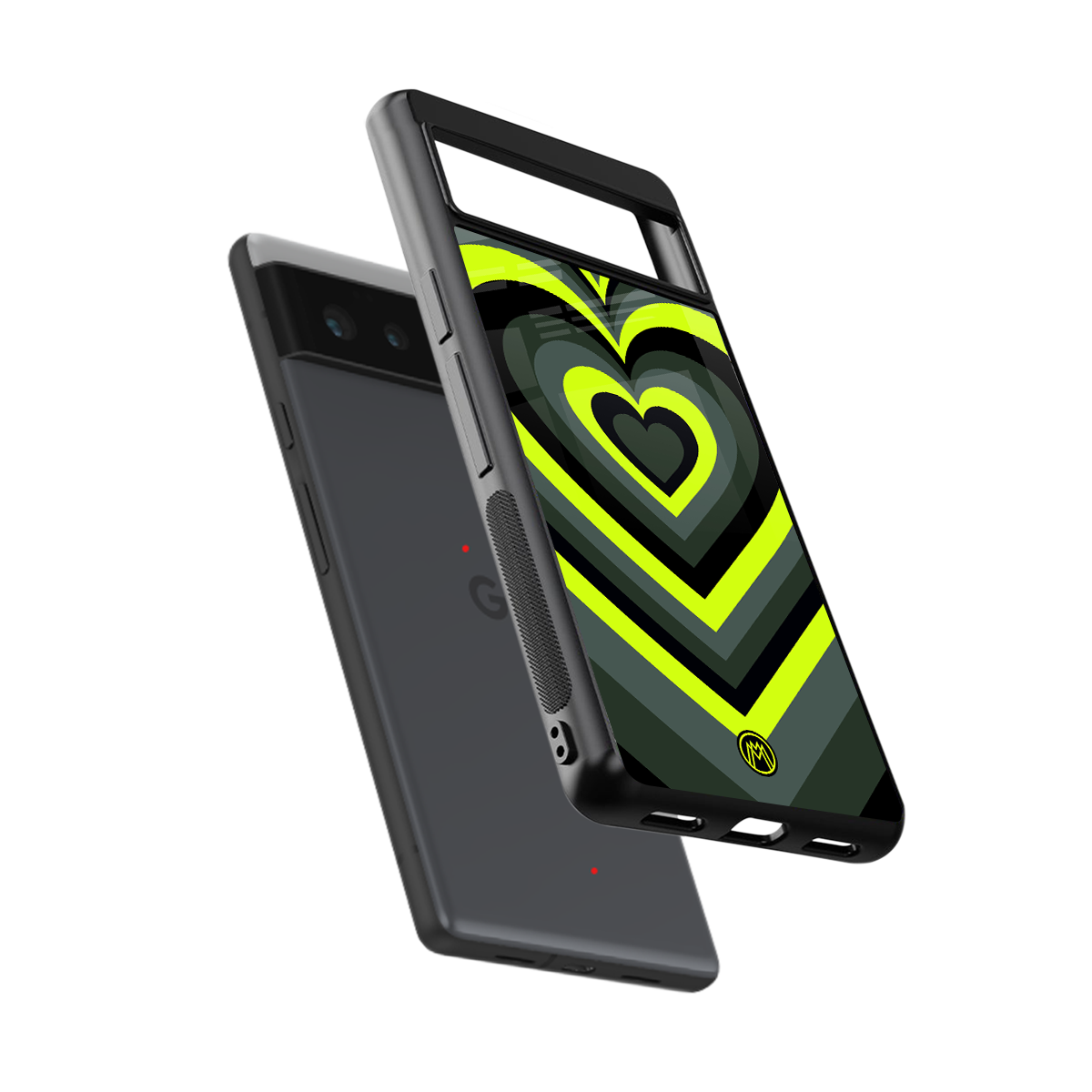 y2k emerald green hearts back phone cover | glass case for google pixel 6