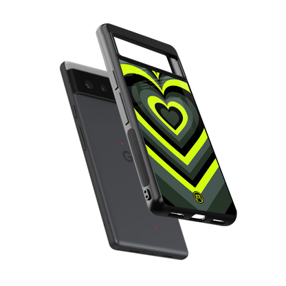 y2k emerald green hearts back phone cover | glass case for Google Pixel 6A