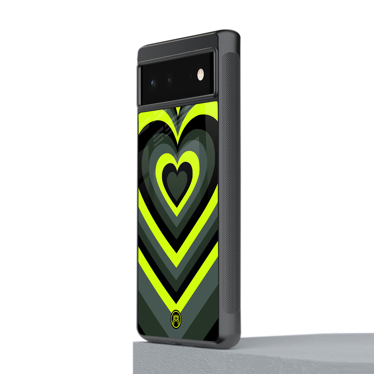 y2k emerald green hearts back phone cover | glass case for google pixel 6