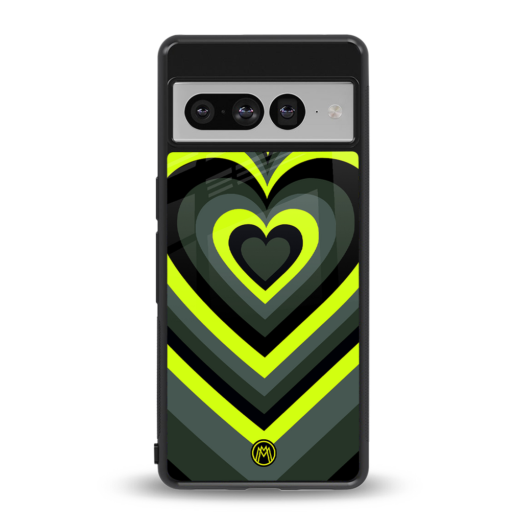 y2k emerald green hearts back phone cover | glass case for google pixel 7 pro