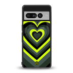 y2k emerald green hearts back phone cover | glass case for google pixel 7 pro