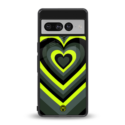y2k emerald green hearts back phone cover | glass case for google pixel 7 pro