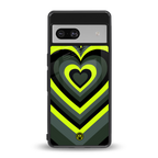y2k emerald green hearts back phone cover | glass case for Google Pixel 7A