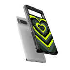 y2k emerald green hearts back phone cover | glass case for Google Pixel 7A