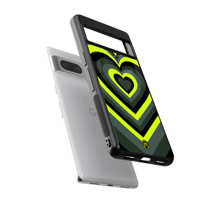 y2k emerald green hearts back phone cover | glass case for Google Pixel 7A