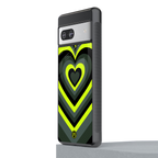 y2k emerald green hearts back phone cover | glass case for Google Pixel 7