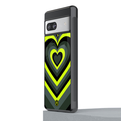 y2k emerald green hearts back phone cover | glass case for Google Pixel 7