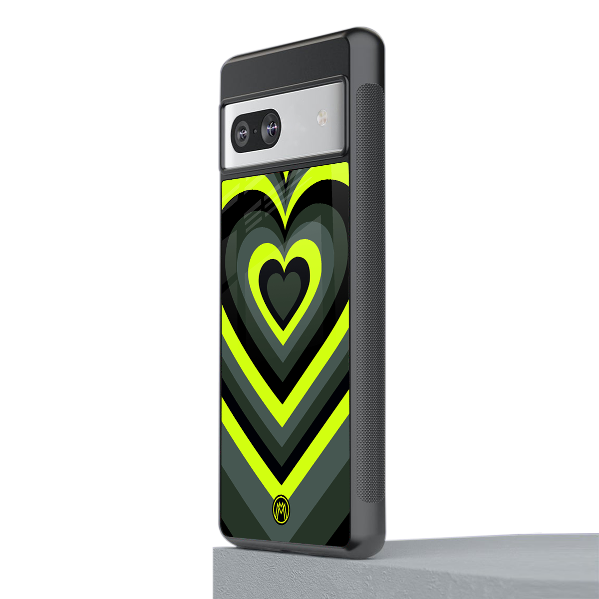 y2k emerald green hearts back phone cover | glass case for Google Pixel 7A