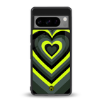 y2k emerald green hearts back phone cover | glass case for google pixel 8 pro