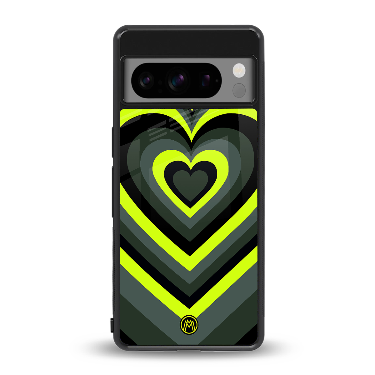 y2k emerald green hearts back phone cover | glass case for google pixel 8 pro