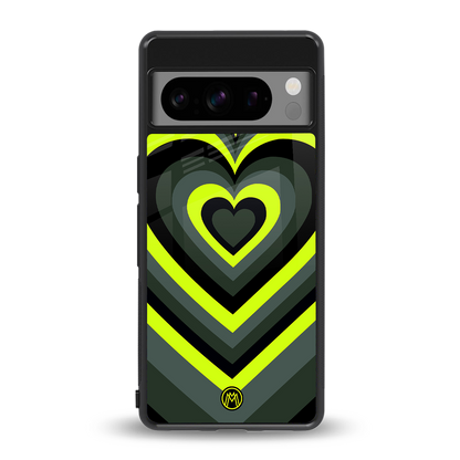 y2k emerald green hearts back phone cover | glass case for google pixel 8 pro