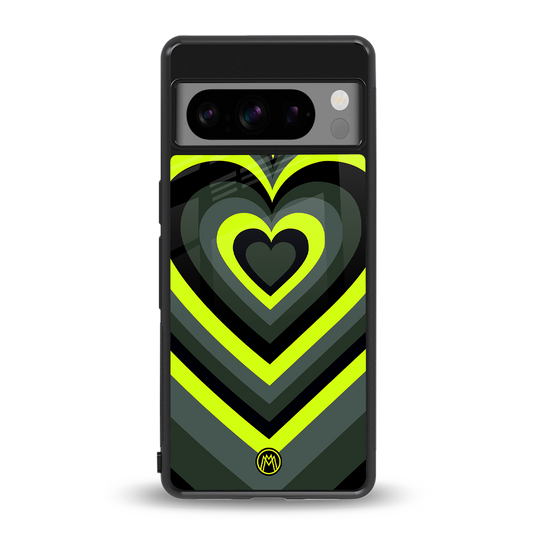 y2k emerald green hearts back phone cover | glass case for google pixel 8 pro