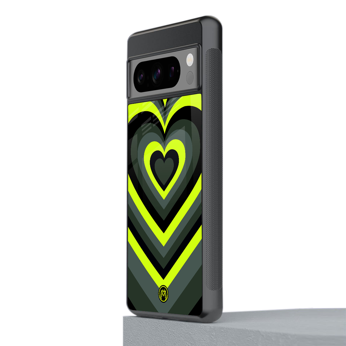 y2k emerald green hearts back phone cover | glass case for google pixel 8 pro