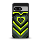 y2k emerald green hearts back phone cover | glass case for Google Pixel 8