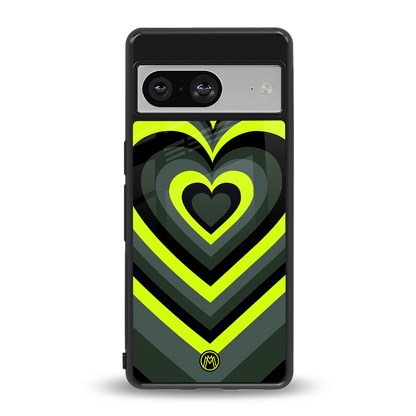 y2k emerald green hearts back phone cover | glass case for Google Pixel 8