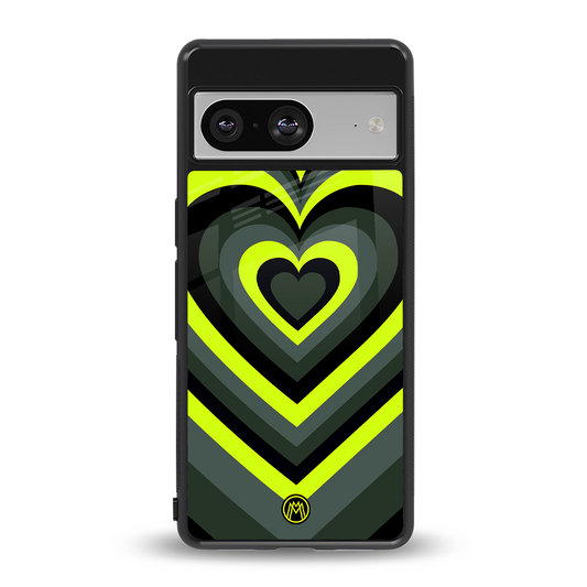 y2k emerald green hearts back phone cover | glass case for Google Pixel 8