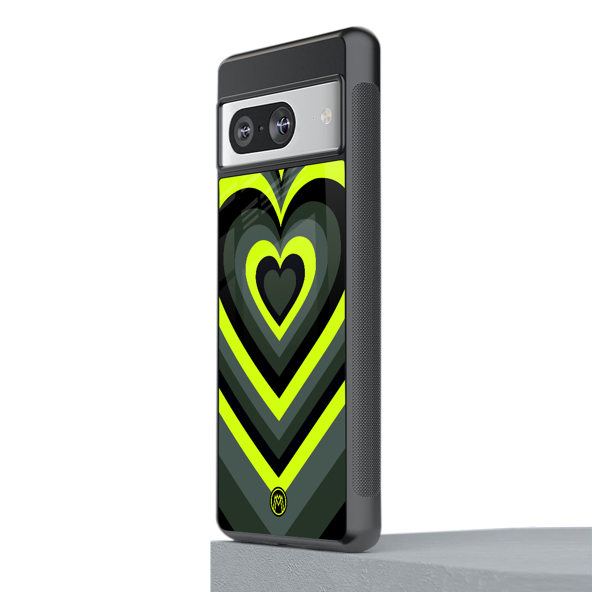 y2k emerald green hearts back phone cover | glass case for Google Pixel 8