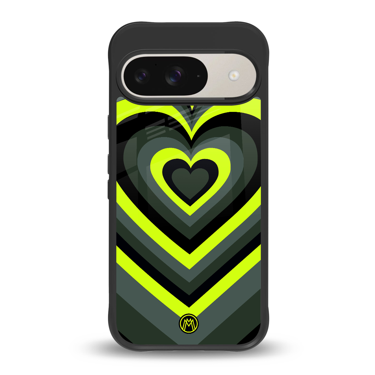 y2k emerald green hearts back phone cover | glass case for google pixel 9