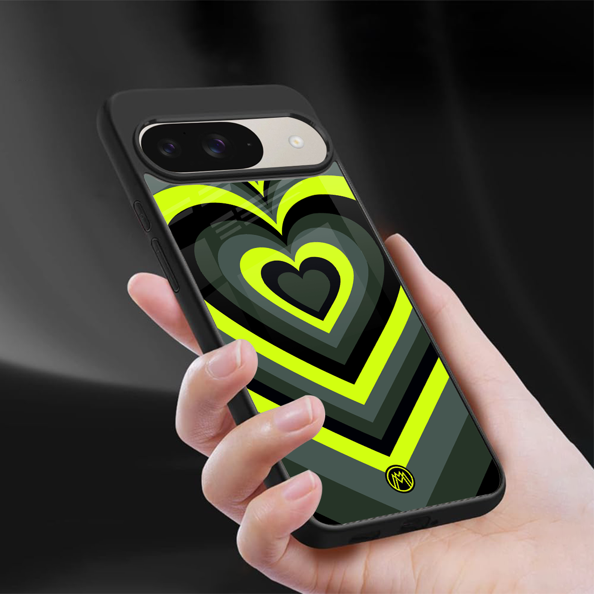 y2k emerald green hearts back phone cover | glass case for google pixel 9