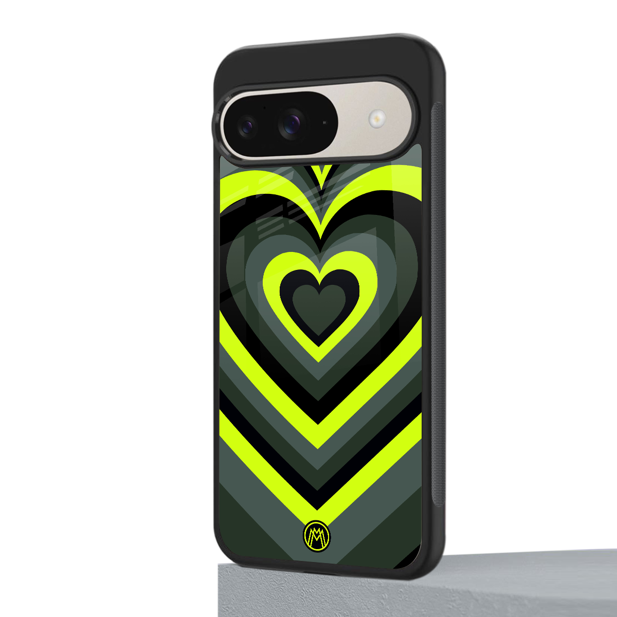 y2k emerald green hearts back phone cover | glass case for google pixel 9