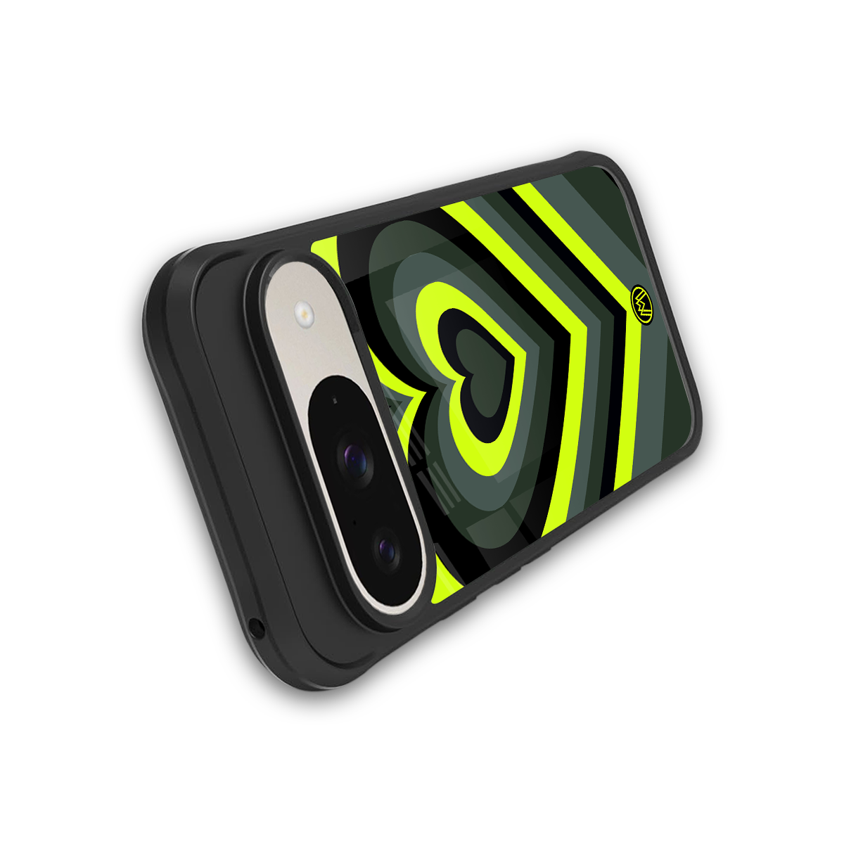 y2k emerald green hearts back phone cover | glass case for google pixel 9