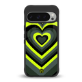 y2k emerald green hearts back phone cover | glass case for google pixel 9 pro xl
