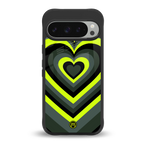 y2k emerald green hearts back phone cover | glass case for google pixel 9 pro xl