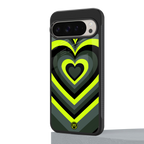 y2k emerald green hearts back phone cover | glass case for google pixel 9 pro