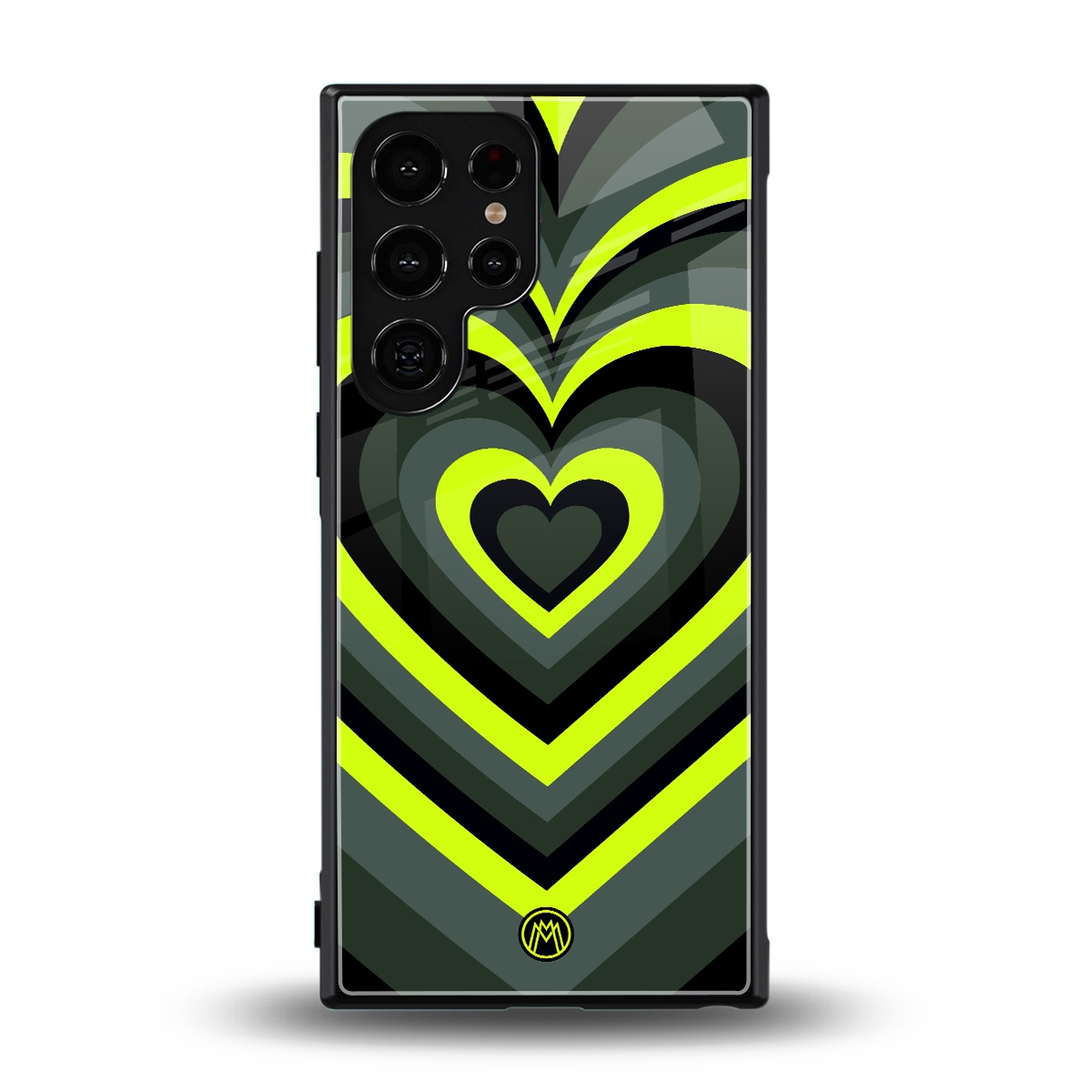 y2k emerald green hearts back phone cover | glass case for samsung galaxy s24 ultra