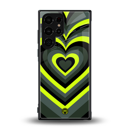 y2k emerald green hearts back phone cover | glass case for samsung galaxy s24 ultra