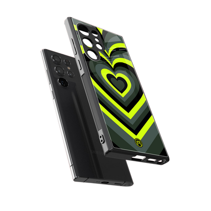 y2k emerald green hearts back phone cover | glass case for samsung galaxy s24 ultra