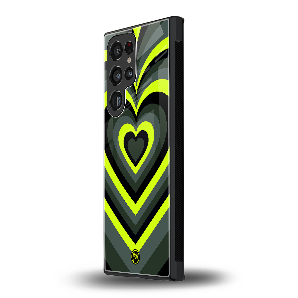 y2k emerald green hearts back phone cover | glass case for samsung galaxy s24 ultra