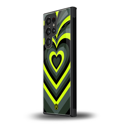 y2k emerald green hearts back phone cover | glass case for samsung galaxy s24 ultra