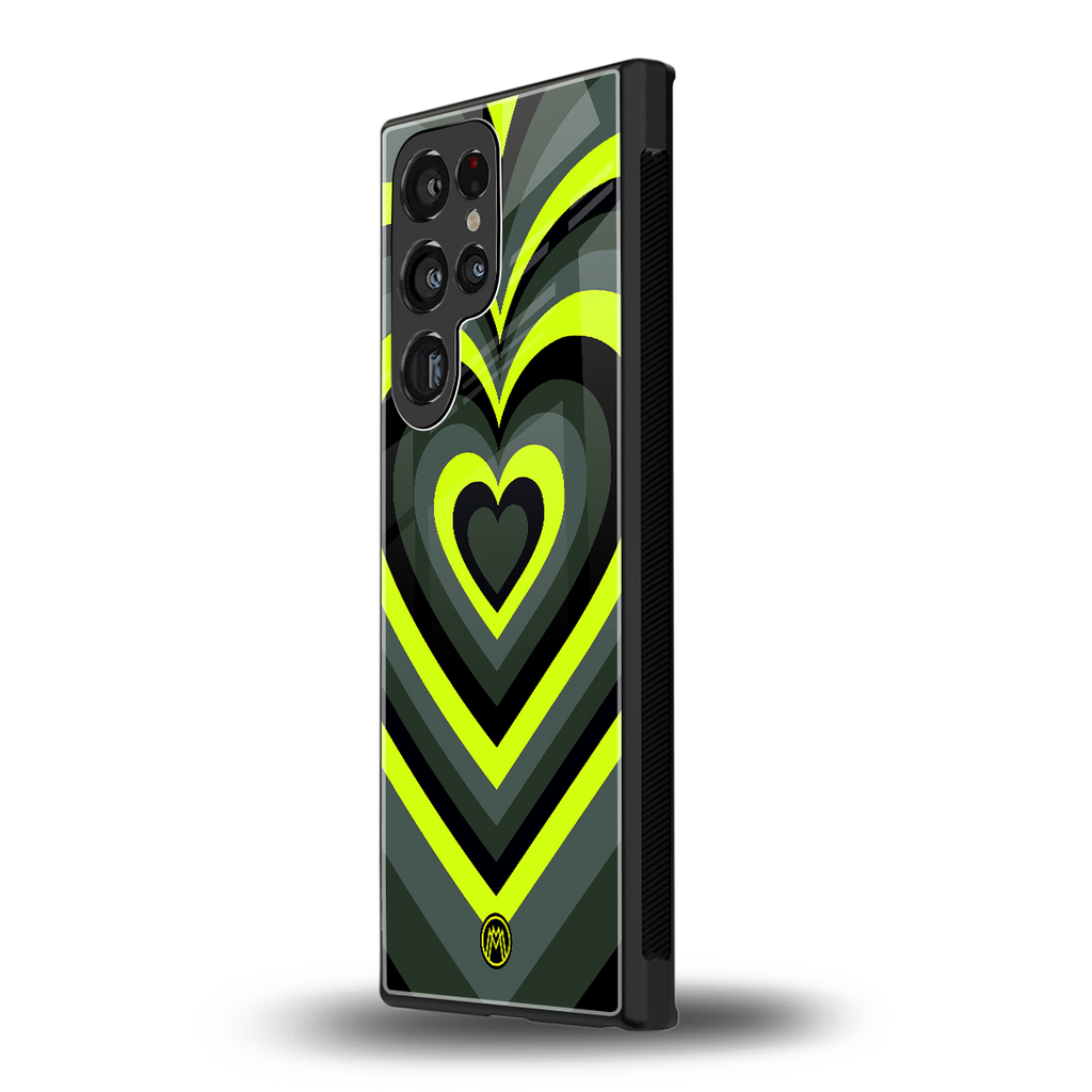 y2k emerald green hearts back phone cover | glass case for samsung galaxy s23 ultra