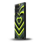 y2k emerald green hearts back phone cover | glass case for samsung galaxy s23 ultra