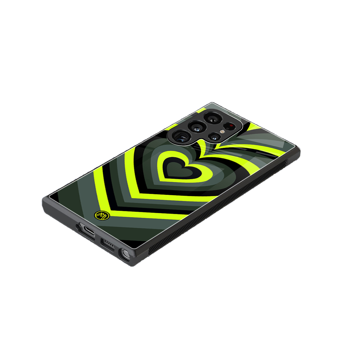 y2k emerald green hearts back phone cover | glass case for samsung galaxy s24 ultra