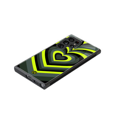 y2k emerald green hearts back phone cover | glass case for samsung galaxy s24 ultra