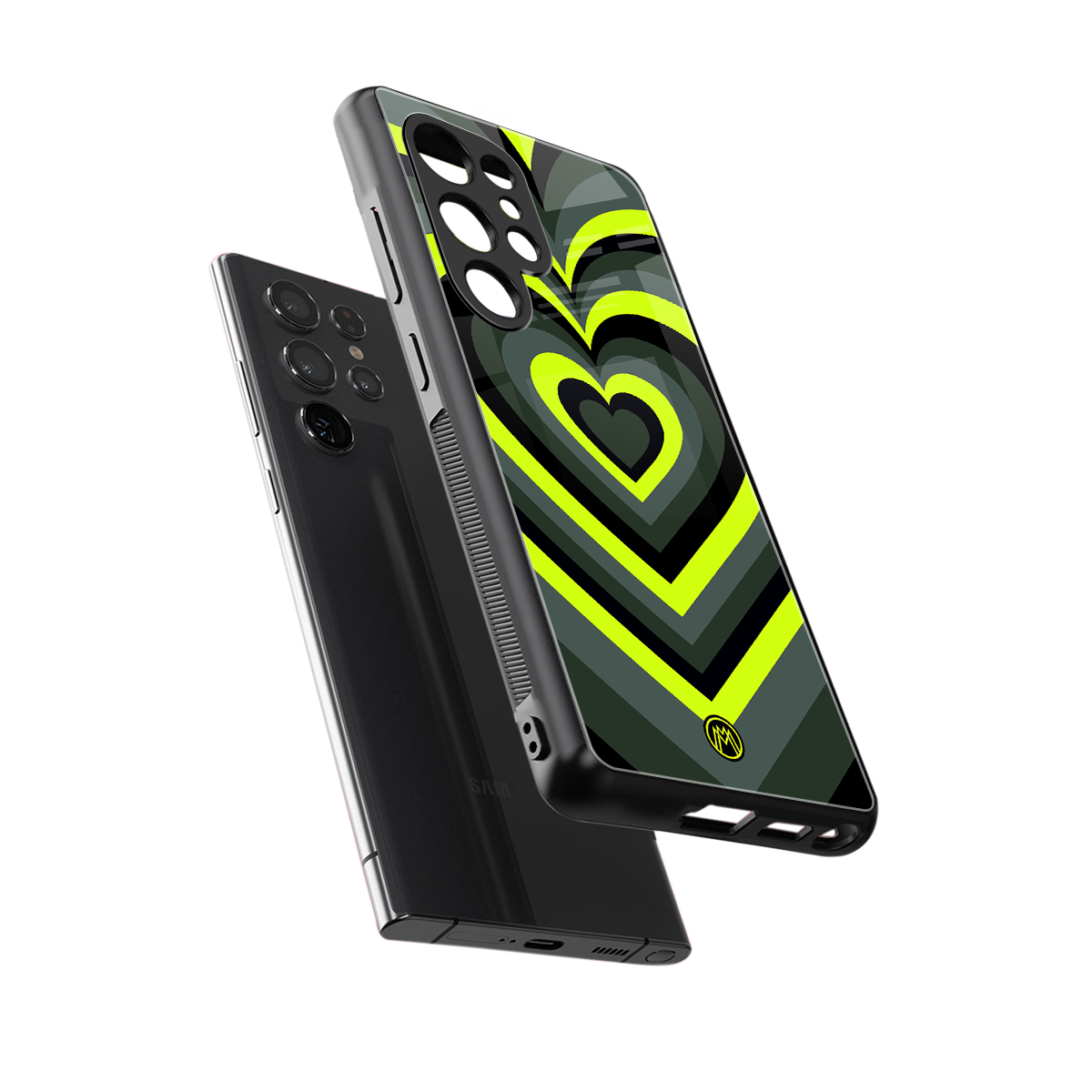 y2k emerald green hearts back phone cover | glass case for samsung galaxy s25 ultra