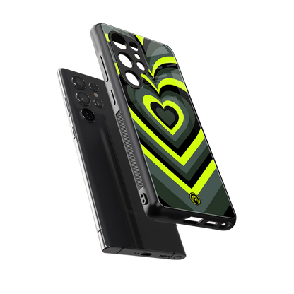 y2k emerald green hearts back phone cover | glass case for samsung galaxy s25 ultra