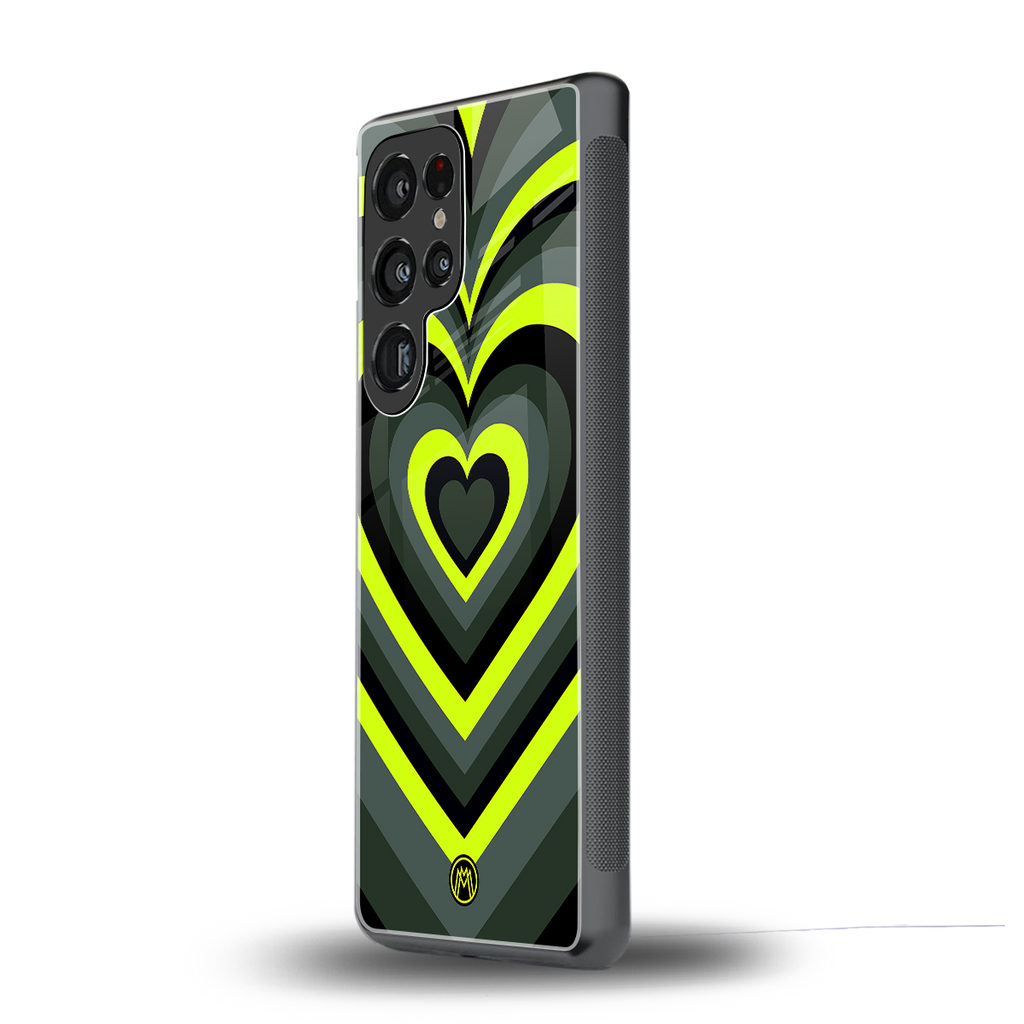 y2k emerald green hearts back phone cover | glass case for samsung galaxy s25 ultra