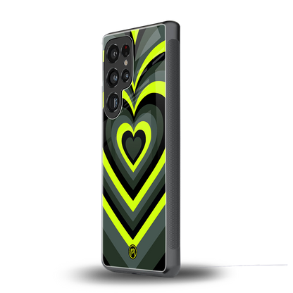 y2k emerald green hearts back phone cover | glass case for samsung galaxy s25 ultra
