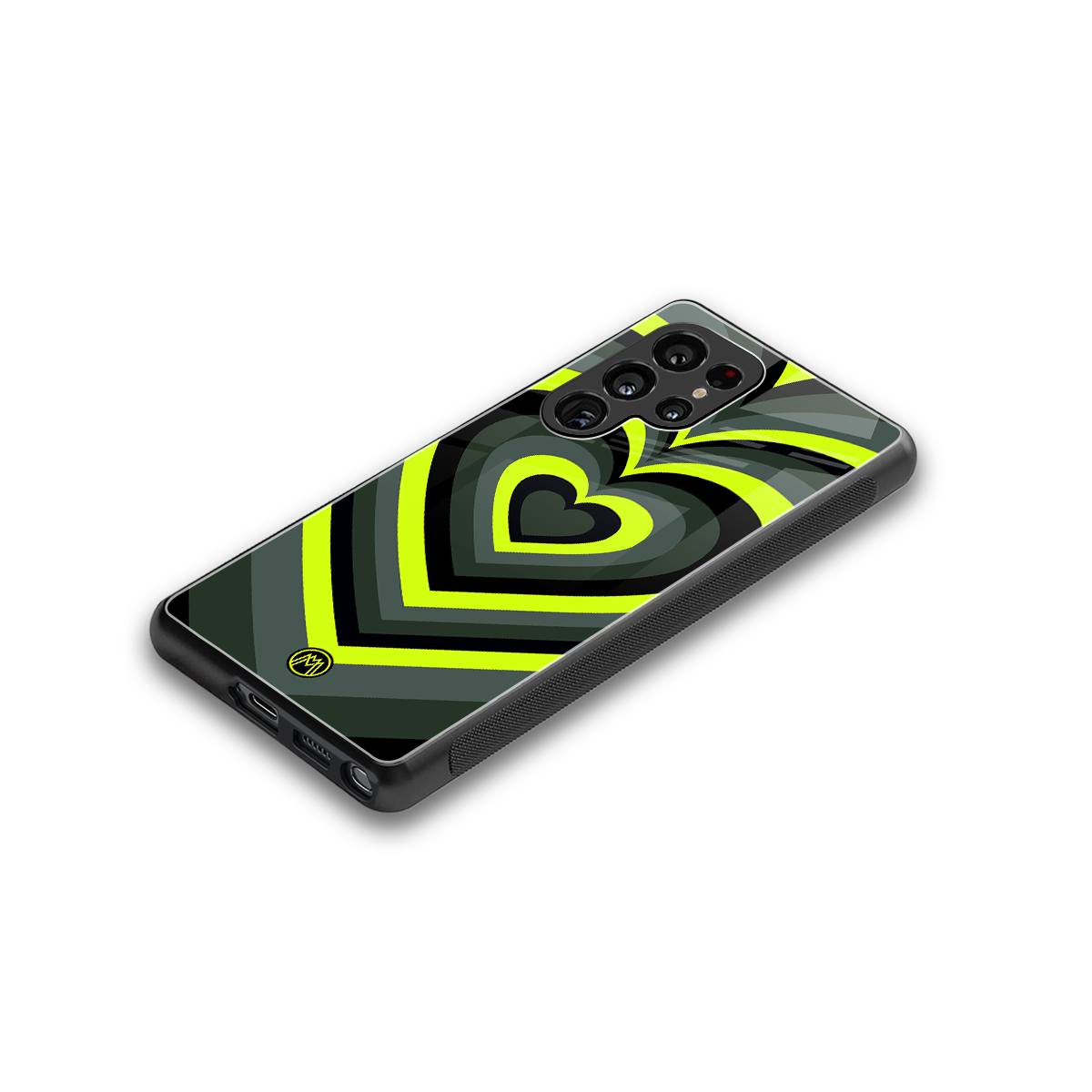 y2k emerald green hearts back phone cover | glass case for samsung galaxy s25 ultra