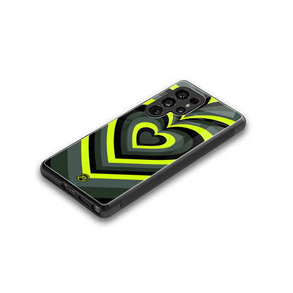 y2k emerald green hearts back phone cover | glass case for samsung galaxy s25 ultra