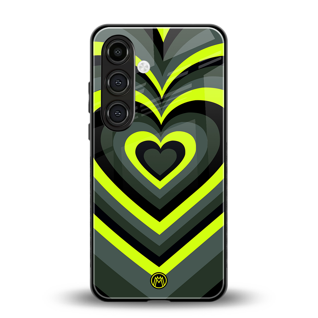 y2k emerald green hearts back phone cover | glass case for samsung galaxy s25 plus