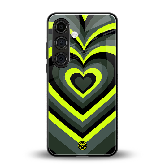 y2k emerald green hearts back phone cover | glass case for samsung galaxy s23